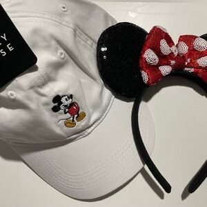 Disney Mickey Unisex Cap NWT and Minnie Ears Headband NWOT